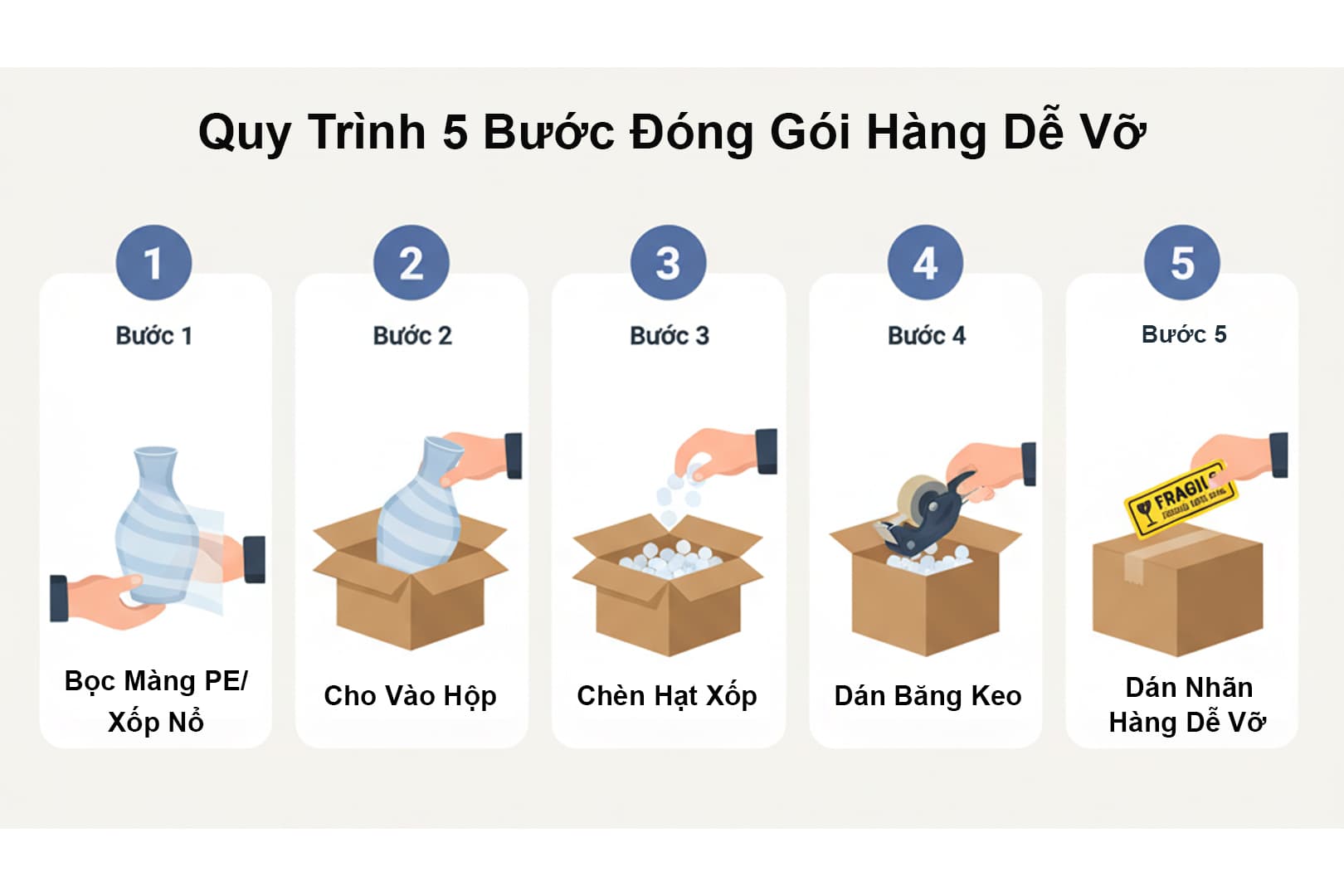 Ảnh: quy trình đóng gói hàng hóa dễ vỡ